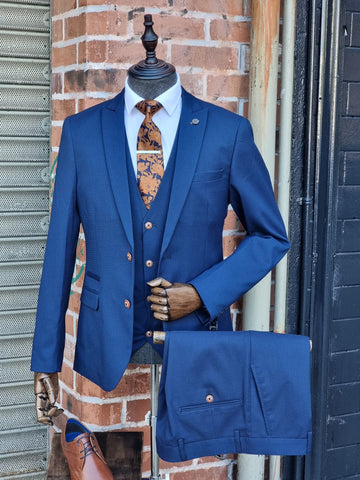 MAX - ROYAL THREE PIECE SUIT WITH CONTRAST BUTTONS