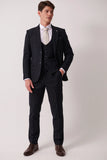 HANSON - Navy Tweed Pinstripe Three Piece Suit