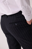 HANSON - Navy Tweed Pinstripe Trousers
