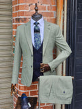 Miami Sage Three Piece Suit with Kelvin Navy DB Waistcoat