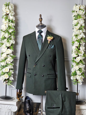 BROMLEY -OLIVE DOUBLE BREASTED TWO PIECE SUIT