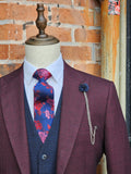 Caridi Wine - Suit with Caridi Navy Waistcoat