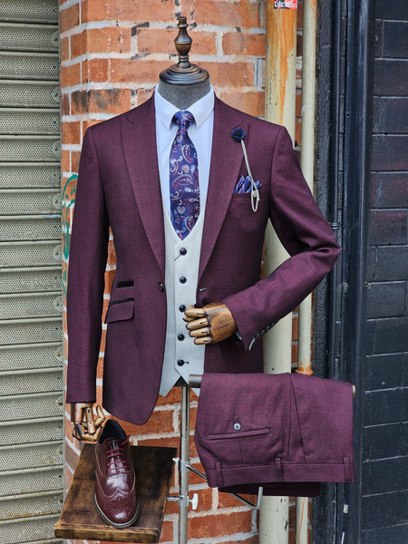 Caridi Wine - Suit with Bromley Stone Waistcoat