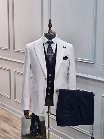 Tropez Mauve -  Suit With Navy Tropez Trousers  & Waistcoat