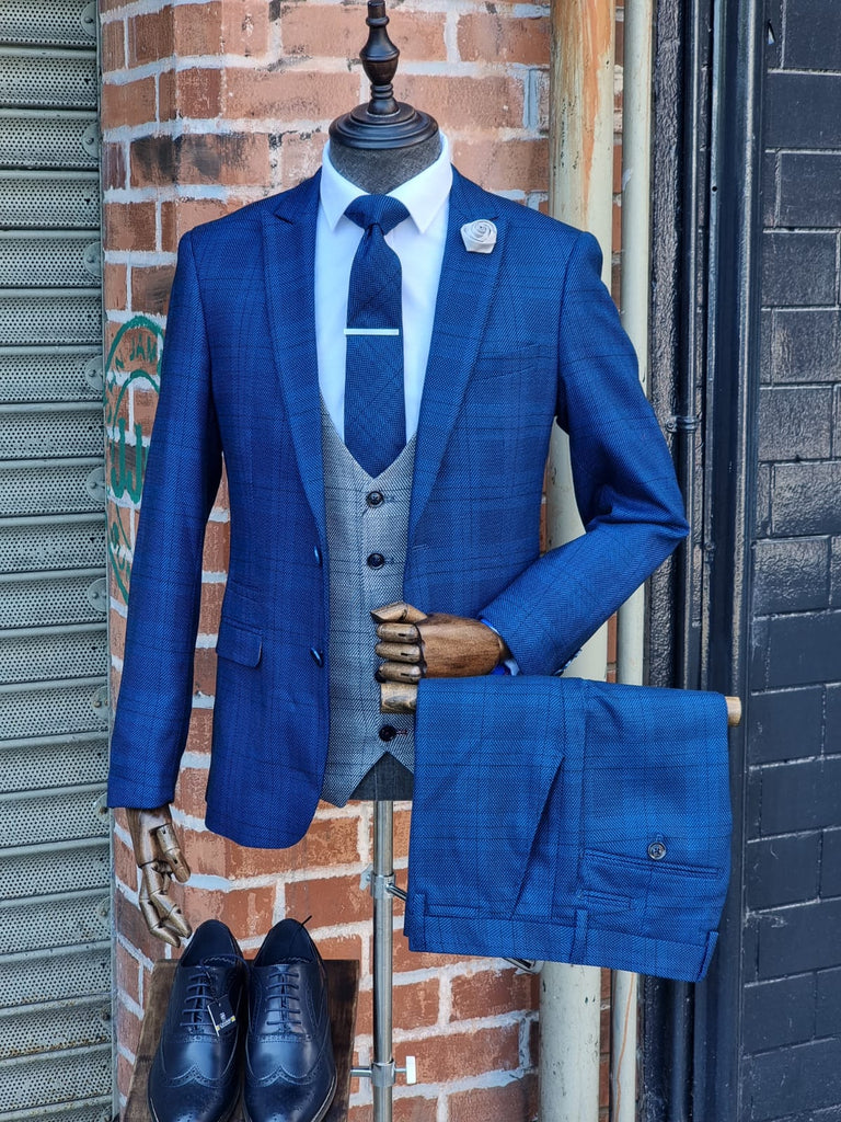 Grey and Navy | Blue blazer outfit men, Blue pants men, Mens fashion blazer