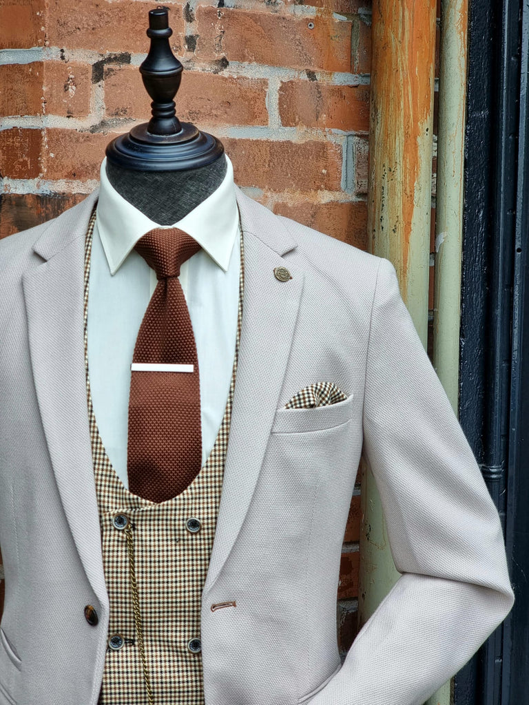 HM5 STONE SUIT With Elwood Houndstooth D/B Waistcoat