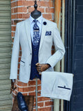 BROMLEY - STONE 3PC WITH NAVY BROMLEY Waistcoat