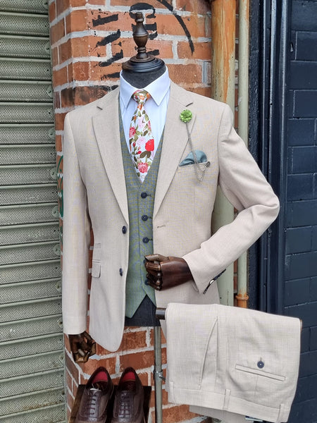 Miami Beige Suit with Miami Sage Waistcoat