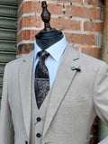 Miami Beige Suit with Kelvin Navy Waistcoat and Max Navy trousers