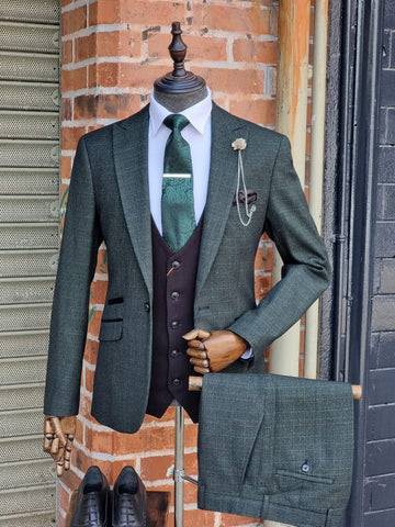 Caridi Olive - Suit with Kelvin Black  Waistcoat