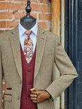 Gaston Sage Tweed  -  Suit with Max Wine Waistcoat