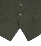 Jude - Tailored Waistcoat Olive Green Tweed Herringbone