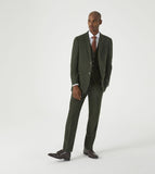 Jude - Tailored Waistcoat Olive Green Tweed Herringbone