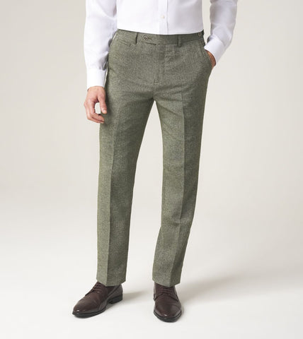 Jude -  Tailored Trouser Sage Tweed Herringbone