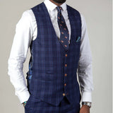 CHIGWELL - Blue Check Single Breasted Waistcoat