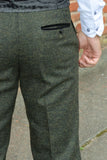 Marlow - Olive Green Tweed Trousers