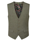 Jude - Tailored Waistcoat Sage Tweed Herringbone