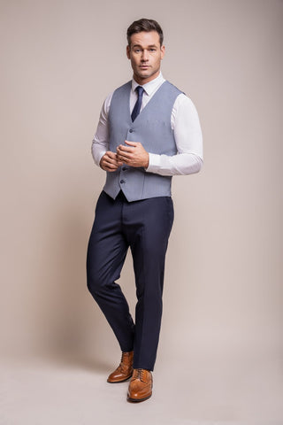 JERRY - Grey Check Suit with BROMLEY NAVY Waistcoat