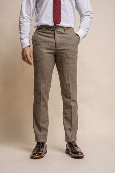 Gaston Sage Tweed Slim Fit Trousers