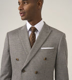 Cannon Double Breasted - Tailored Fit Suit Brown Houndstooth Jacket