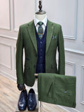 Fratelli Olive - Olive 3PC Suit with Navy Waistcoat