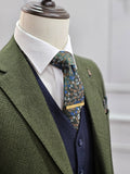 Fratelli Olive - Olive 3PC Suit with Navy Waistcoat