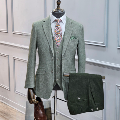 Jude - Tailored Sage Suit with Olive Trousers