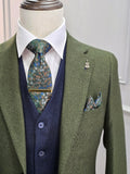 Fratelli Olive - Olive 3PC Suit with Navy Waistcoat