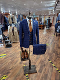 CHIGWELL- Blue Tweed Check Three Piece Suit