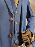 MAX - ROYAL THREE PIECE SUIT WITH CONTRAST BUTTONS