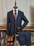 MAX NAVY THREE PIECE SUIT WITH CONTRAST BUTTONS