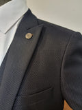 MAX NAVY THREE PIECE SUIT WITH CONTRAST BUTTONS