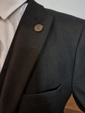 MAX - BLACK THREE PIECE SUIT WITH CONTRAST BUTTONS