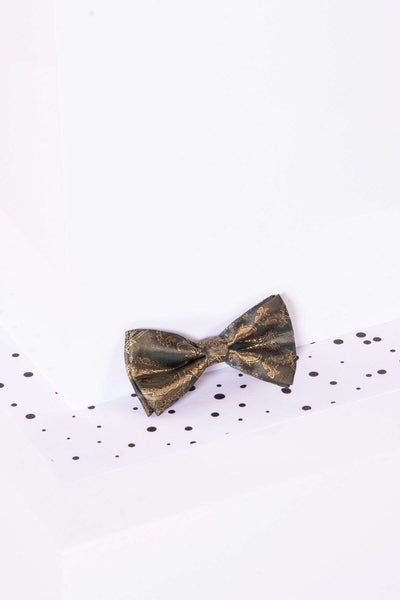 Childrens Gold Tan Paisley Print Bow Tie