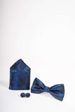 TS PAISLEY - Navy Paisley Bow Tie Set Including Bow Tie Cufflink and Pocket Square