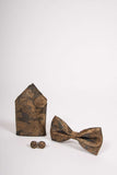 TS PAISLEY - Tan Paisley Bow Tie Set Including Bow Tie Cufflink and Pocket Square