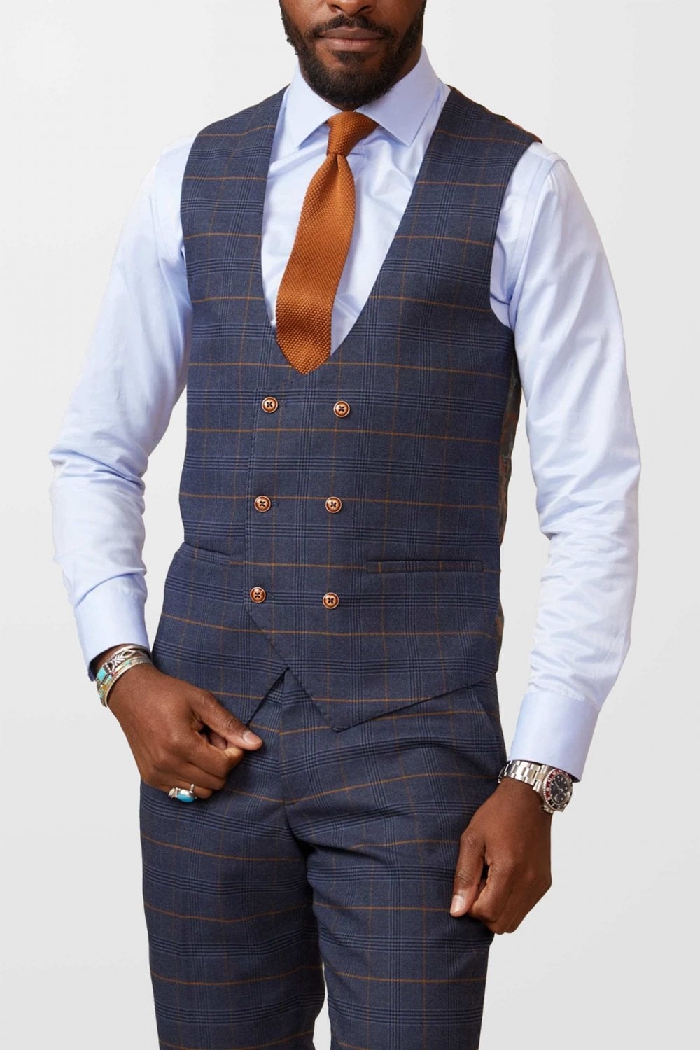 Navy double 2024 breasted waistcoat