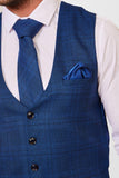 JERRY - Blue Check Single Breasted Waistcoat